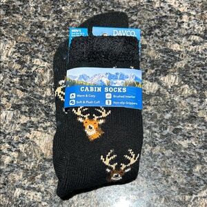 Davco Black Cabin Socks with Deer Pattern